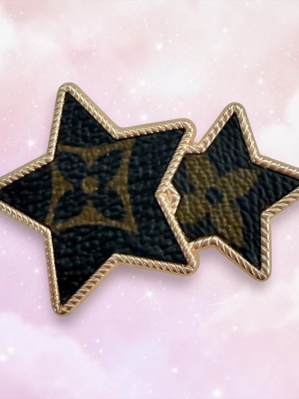 Repurposed Louis Vuitton Monogram Leather Star Clip Duo